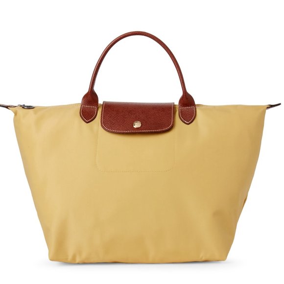 ❤️ NWT LONGCHAMP Le Pliage Type M Medium Short Handle Tote CURRY Yellow AUTHENTC - Picture 1 of 16